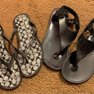 2 pairs of excellent and stylish flip flops. Coach and Calvin  Klein 6 and 6 1/2